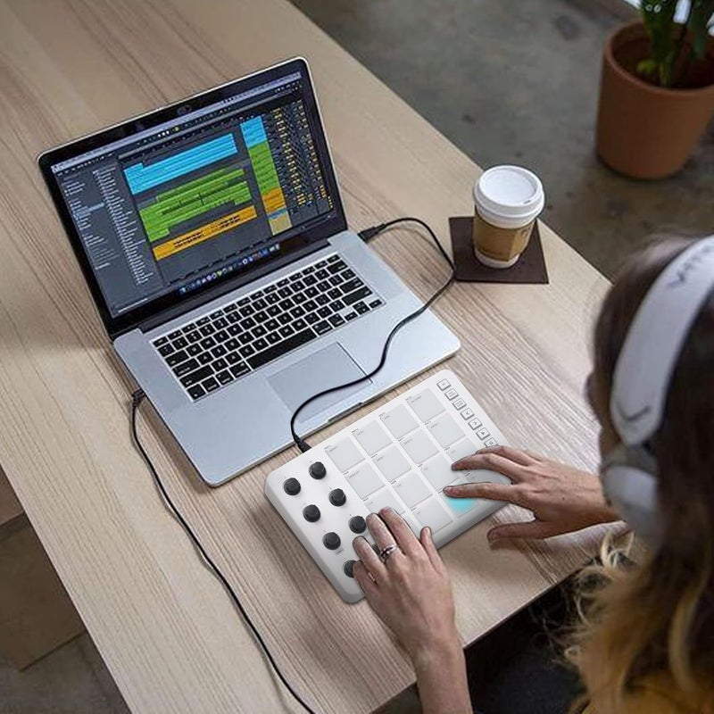 summina MIDI Controller Strike Pad Midi Drum Pad RGB Backlight MIDI Keyboard BT Connection Low Latency 16 Strike Pads 8 Assignable Knobs Note Repeat Portable MIDI Pad Controlador Midi - Image 3